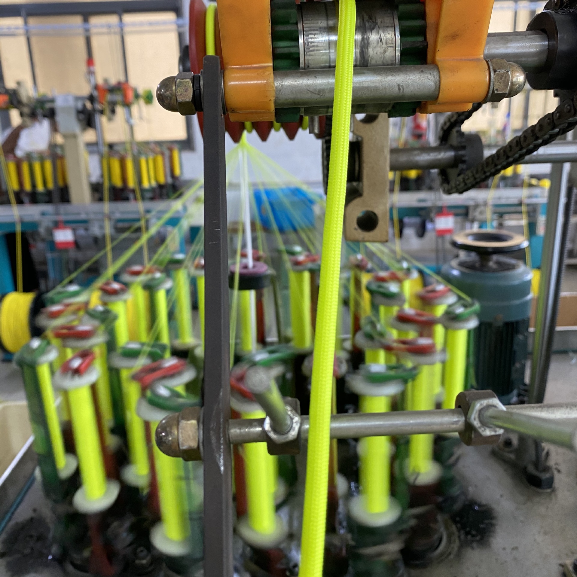 yellow rope climbing equipment being manufactured